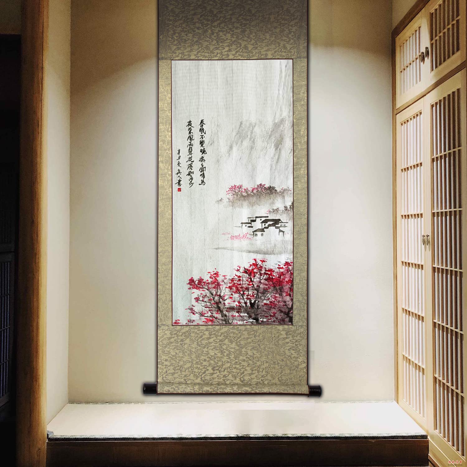 美品 漓江煙雨画 龍脈 山水画 花鳥風月 中国掛け軸 美術工芸品 写意山水画作品赏析：深山飞瀑漓江烟雨_99字画网上商城